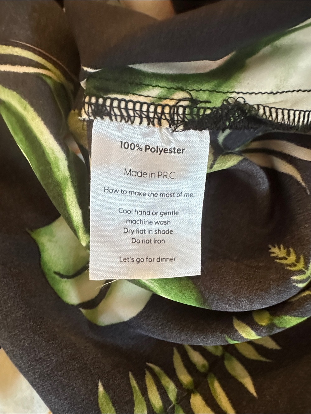 Black Floral Maxi Slip Dress with Green Tropical Leaves - Picture 4 of 4